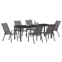 Ensemble de salle à manger pour jardin 7 pcs Gris et Noir 566023566023