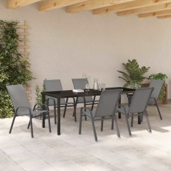 Ensemble de salle à manger pour jardin 7 pcs Gris et Noir 566023566023