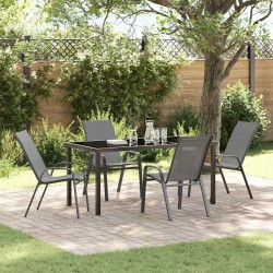 Ensemble de salle à manger pour jardin 5 pcs Gris et Noir 566024566024