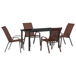 Ensemble de salle à manger pour jardin 5 pcs Marron et Noir 566026566026