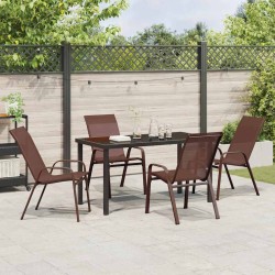 Ensemble de salle à manger pour jardin 5 pcs Marron et Noir 566026566026