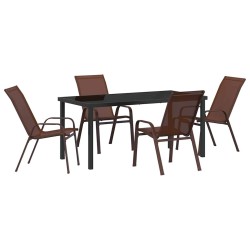 Ensemble de salle à manger pour jardin 5 pcs Marron et Noir 566027566027