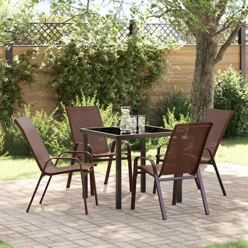 Ensemble de salle à manger pour jardin 5 pcs Marron et Noir 566028566028