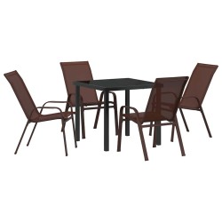 Ensemble de salle à manger pour jardin 5 pcs Marron et Noir 566028566028