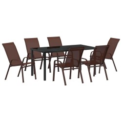 Ensemble de salle à manger pour jardin 7 pcs Marron et Noir 566029566029