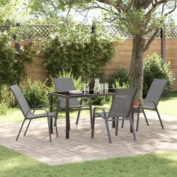 Ensemble de salle à manger pour jardin 5 pcs Gris et Noir 566030566030