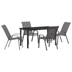 Ensemble de salle à manger pour jardin 5 pcs Gris et Noir 566030566030