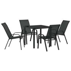 Ensemble de salle à manger pour jardin 5 pcs Noir 566032566032
