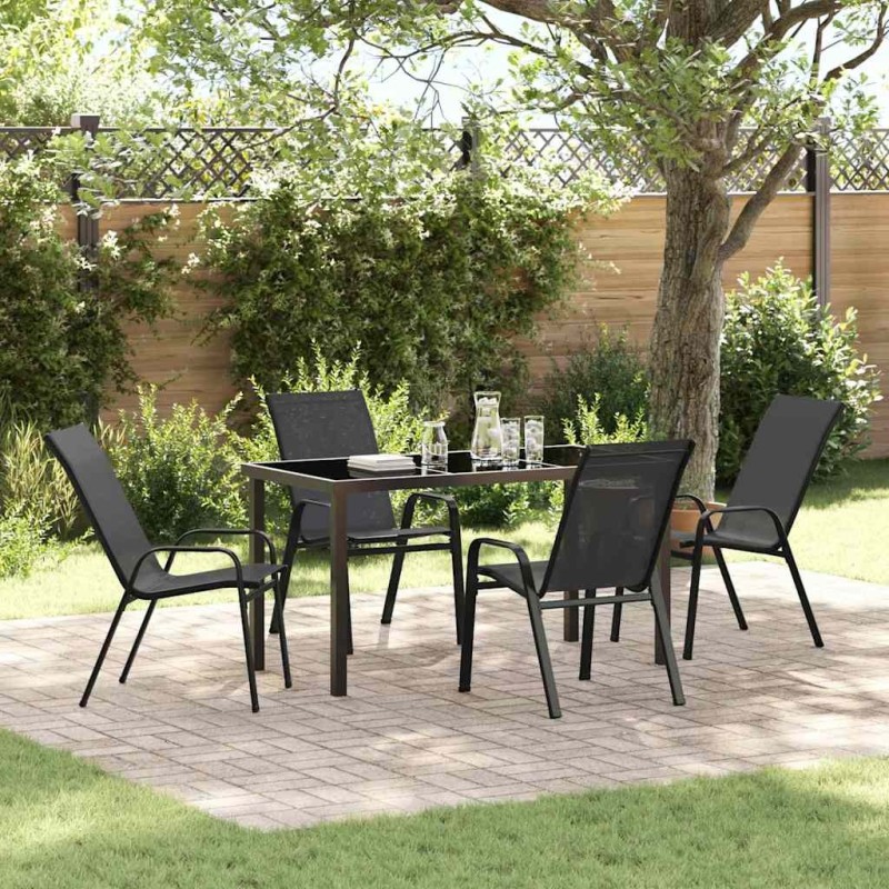 Ensemble de salle à manger pour jardin 5 pcs Noir 566033566033