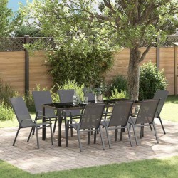 Ensemble de salle à manger pour jardin 9 pcs Gris et Noir 566034566034