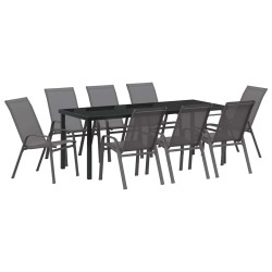 Ensemble de salle à manger pour jardin 9 pcs Gris et Noir 566034566034