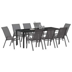 Ensemble de salle à manger pour jardin 9 pcs Gris et Noir 566034566034