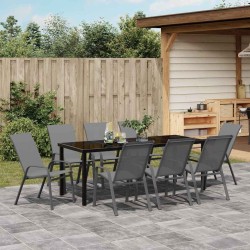 Ensemble de salle à manger pour jardin 9 pcs Gris et Noir 566034566034