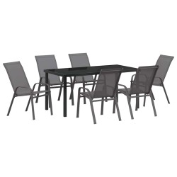 Ensemble de salle à manger pour jardin 7 pcs Gris et Noir 566035566035