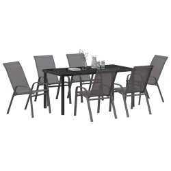 Ensemble de salle à manger pour jardin 7 pcs Gris et Noir 566035566035