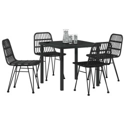 Ensemble de salle à manger pour jardin 5 pcs Noir 566038566038
