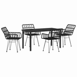 Ensemble de salle à manger pour jardin 5 pcs Noir 566040566040