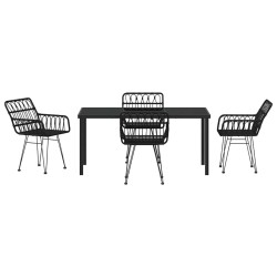 Ensemble de salle à manger pour jardin 5 pcs Noir 566041566041