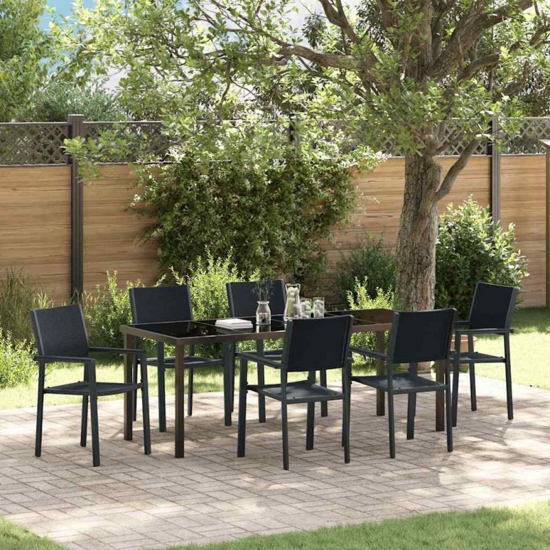 Ensemble de salle à manger pour jardin 7 pcs Noir 566043566043