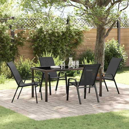 Ensemble de salle à manger pour jardin 5 pcs Noir 566049566049