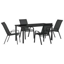 Ensemble de salle à manger pour jardin 5 pcs Noir 566049566049