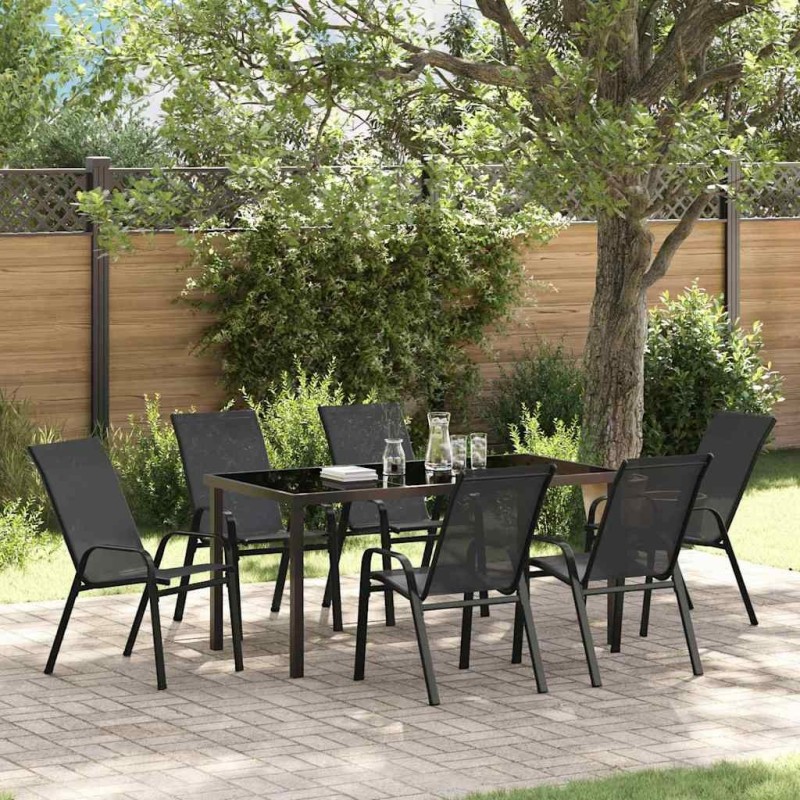 Ensemble de salle à manger pour jardin 7 pcs Noir 566050566050