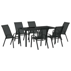 Ensemble de salle à manger pour jardin 7 pcs Noir 566050566050
