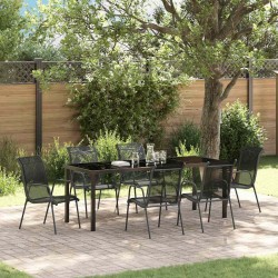 Ensemble de salle à manger pour jardin 7 pcs Noir 566051566051