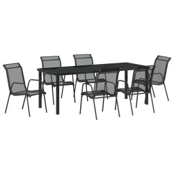Ensemble de salle à manger pour jardin 7 pcs Noir 566051566051