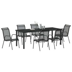 Ensemble de salle à manger pour jardin 7 pcs Noir 566051566051