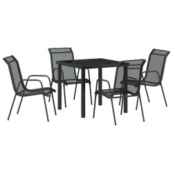 Ensemble de salle à manger pour jardin 5 pcs Noir 566052566052