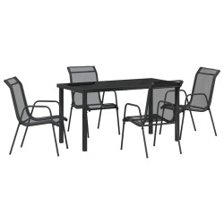 Ensemble de salle à manger pour jardin 5 pcs Noir 566053566053