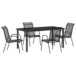 Ensemble de salle à manger pour jardin 5 pcs Noir 566054566054
