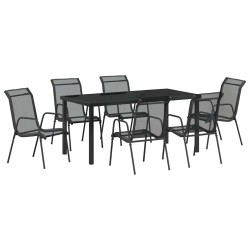 Ensemble de salle à manger pour jardin 7 pcs Noir 566055566055