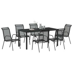 Ensemble de salle à manger pour jardin 7 pcs Noir 566055566055