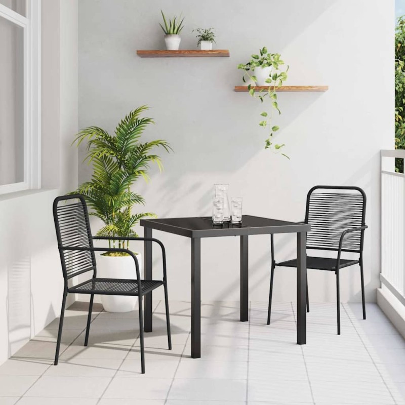 Ensemble de salle à manger pour jardin 3 pcs Noir 566056566056