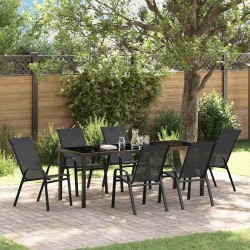 Ensemble de salle à manger pour jardin 7 pcs Noir 566057566057