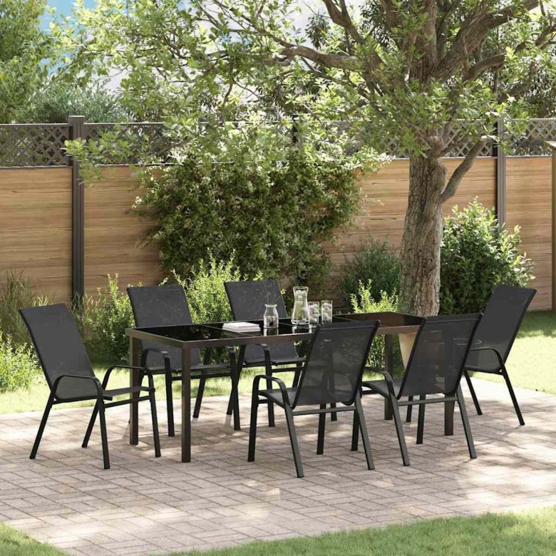 Ensemble de salle à manger pour jardin 7 pcs Noir 566057566057