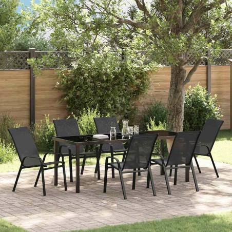 Ensemble de salle à manger pour jardin 7 pcs Noir 566057566057