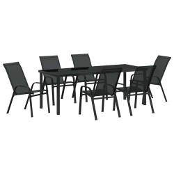 Ensemble de salle à manger pour jardin 7 pcs Noir 566057566057