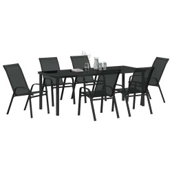 Ensemble de salle à manger pour jardin 7 pcs Noir 566057566057