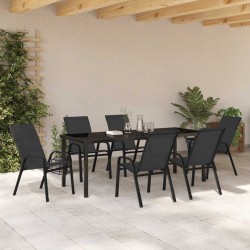 Ensemble de salle à manger pour jardin 7 pcs Noir 566057566057