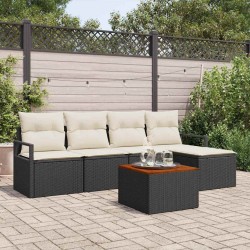 Ensemble de canapé de jardin 6 pcs Noir et Crème polyrotin 566060566060