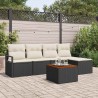 Ensemble de canapé de jardin 6 pcs Noir et Crème polyrotin 566060566060