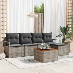 Ensemble de canapé de jardin avec stockage 6 pcs Gris polyrotin 566061566061