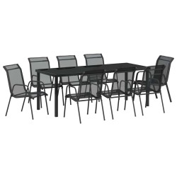 Ensemble de salle à manger pour jardin 9 pcs Noir 566064566064