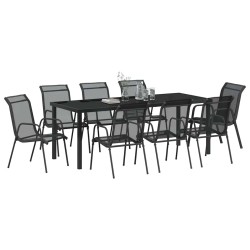 Ensemble de salle à manger pour jardin 9 pcs Noir 566064566064