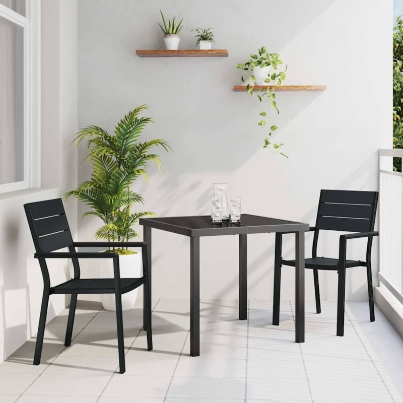 Ensemble de salle à manger pour jardin 3 pcs Noir 566065566065