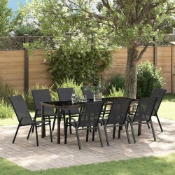 Ensemble de salle à manger pour jardin 9 pcs Noir 566066566066