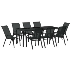 Ensemble de salle à manger pour jardin 9 pcs Noir 566066566066
